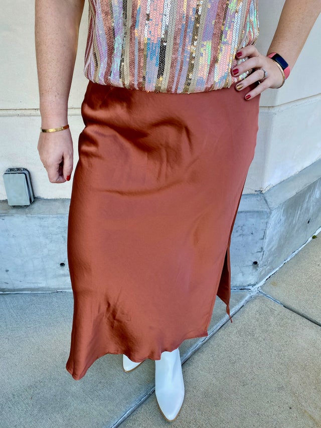 Topshop slip skirt rust on sale