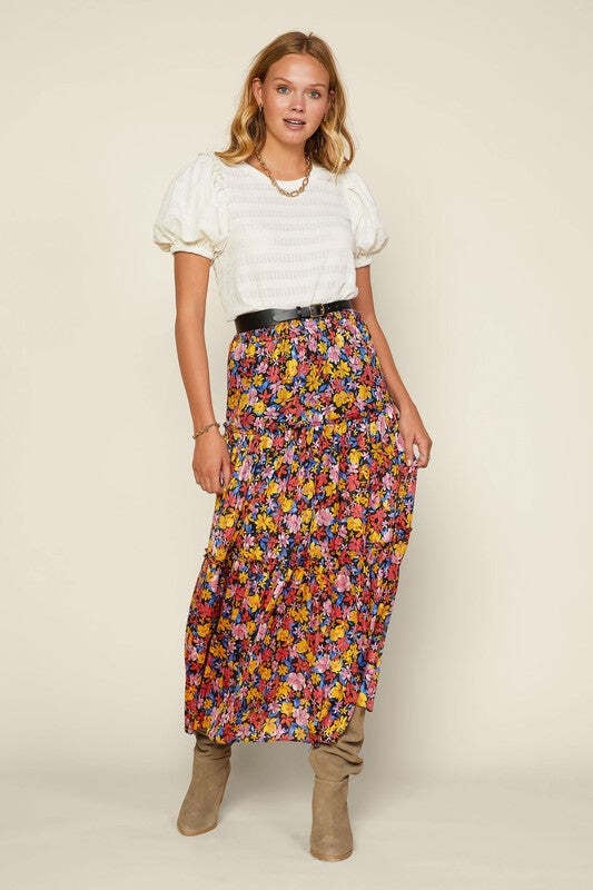 Floral maxi skirt with slit shop